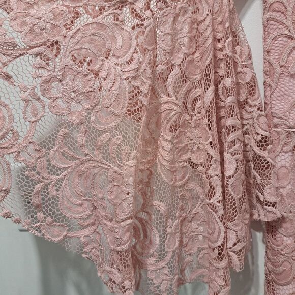 Milly Selena Off The Shoulder Floral Lace Romantic Dress Bell Sleeve Pink Siz 10 - Picture 17 of 17